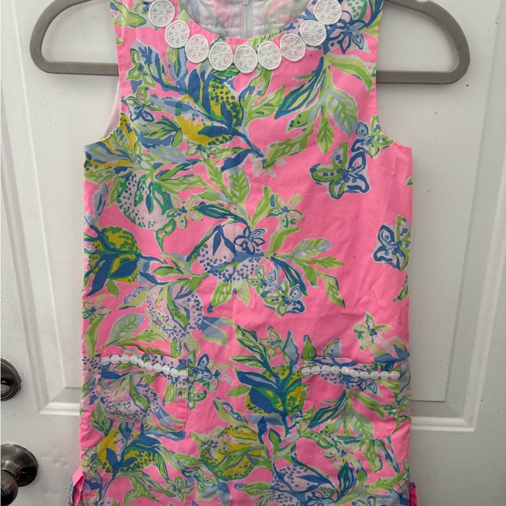Lilly Pulitzer Hot Pink Floral Dress with White Trim